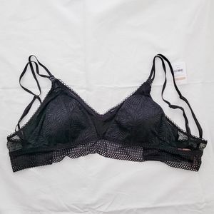 NWT Momanda black double strap lace nursing bralette